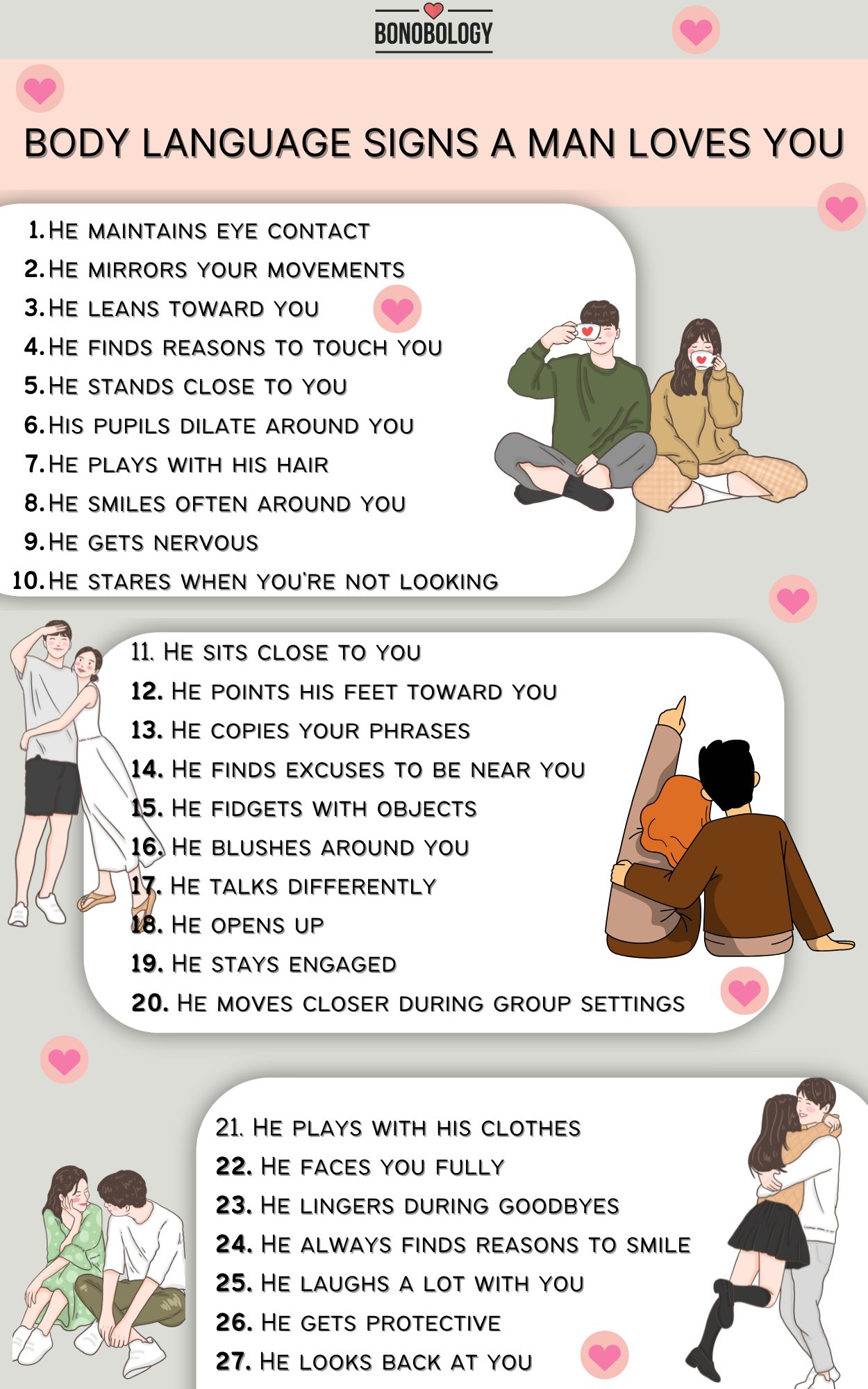 Body Language signs a man loves you