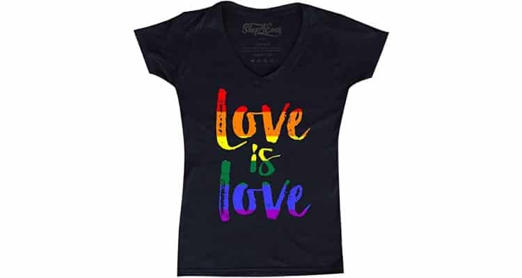 Shop4Ever Men's Love is Love Rainbow Gay Pride Graphic T-shirt XXX-Large  White