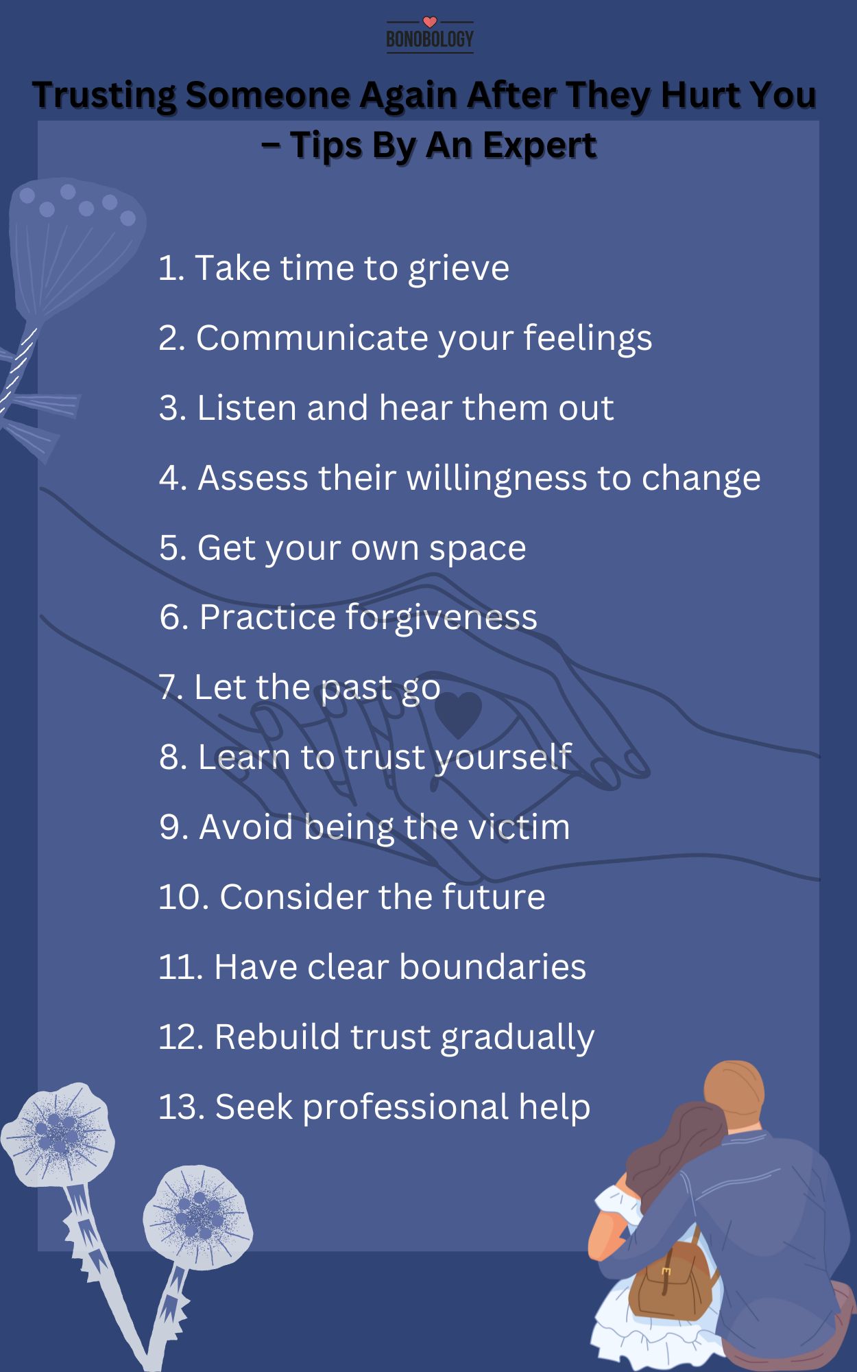 infographic on how to trust someone again after they hurt you