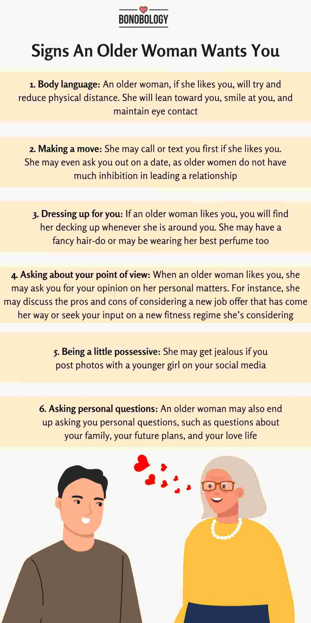 infographic on Signs An Older Woman Wants You