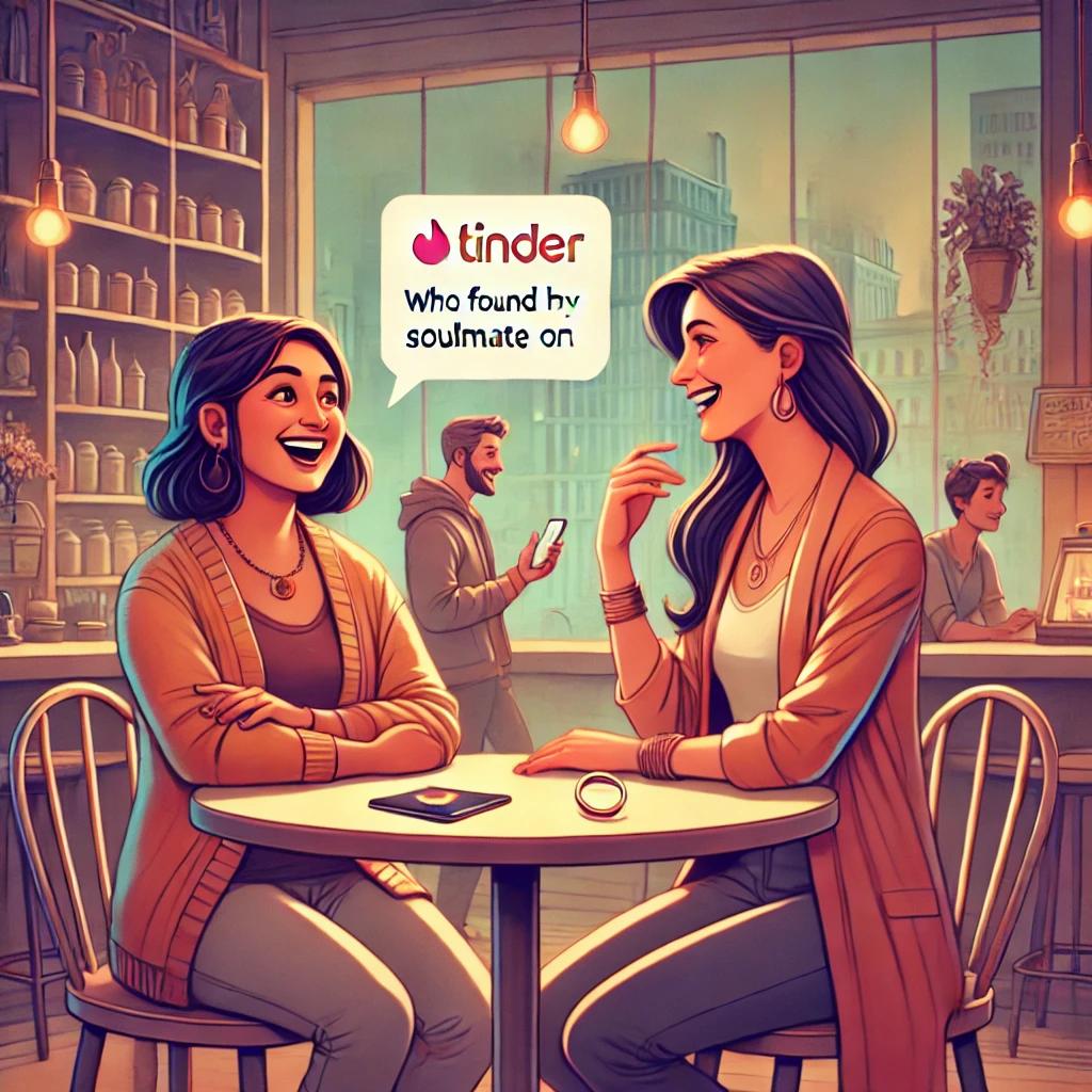 Friends chat about finding love on Tinder