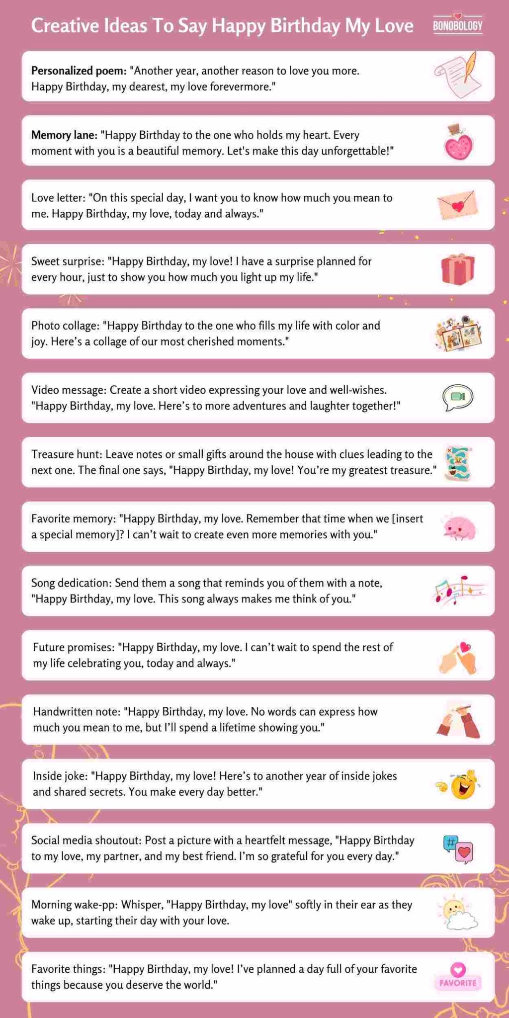 Infographics of Creative Ideas To Say Happy Birthday My Love